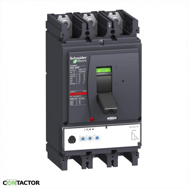 Автоматичний вимикач NSX400N 400А 3P3D,50кА, 415В AC,Micrologic2.3.  Schneider  LV432693