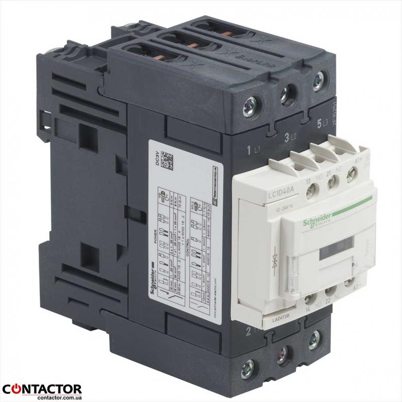 Контактор D 3P  40А  НО+НЗ 24В DC, Schneider LC1D40ABD